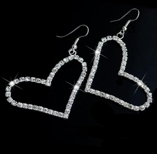 65mm SPARKLING HEART DANGLE EARRINGS